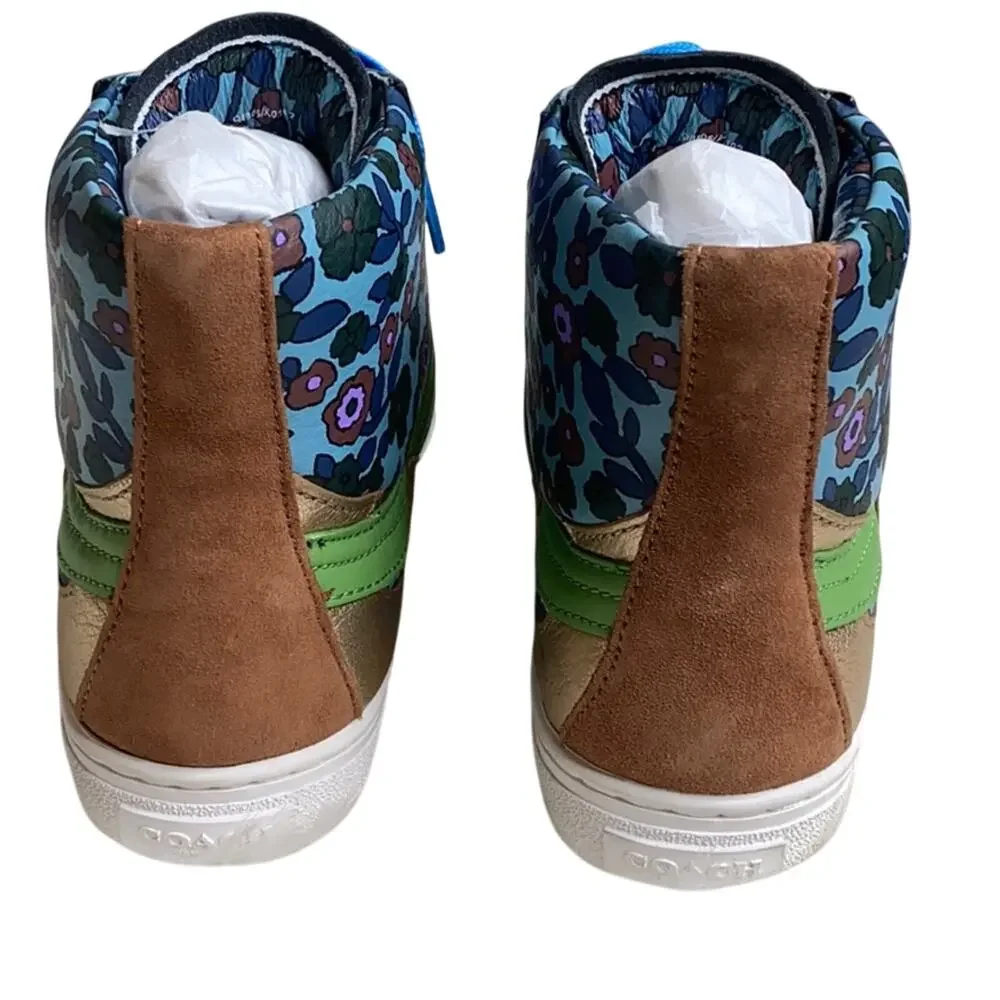 Coach C203 Floral High Top Sneakers New Size 6